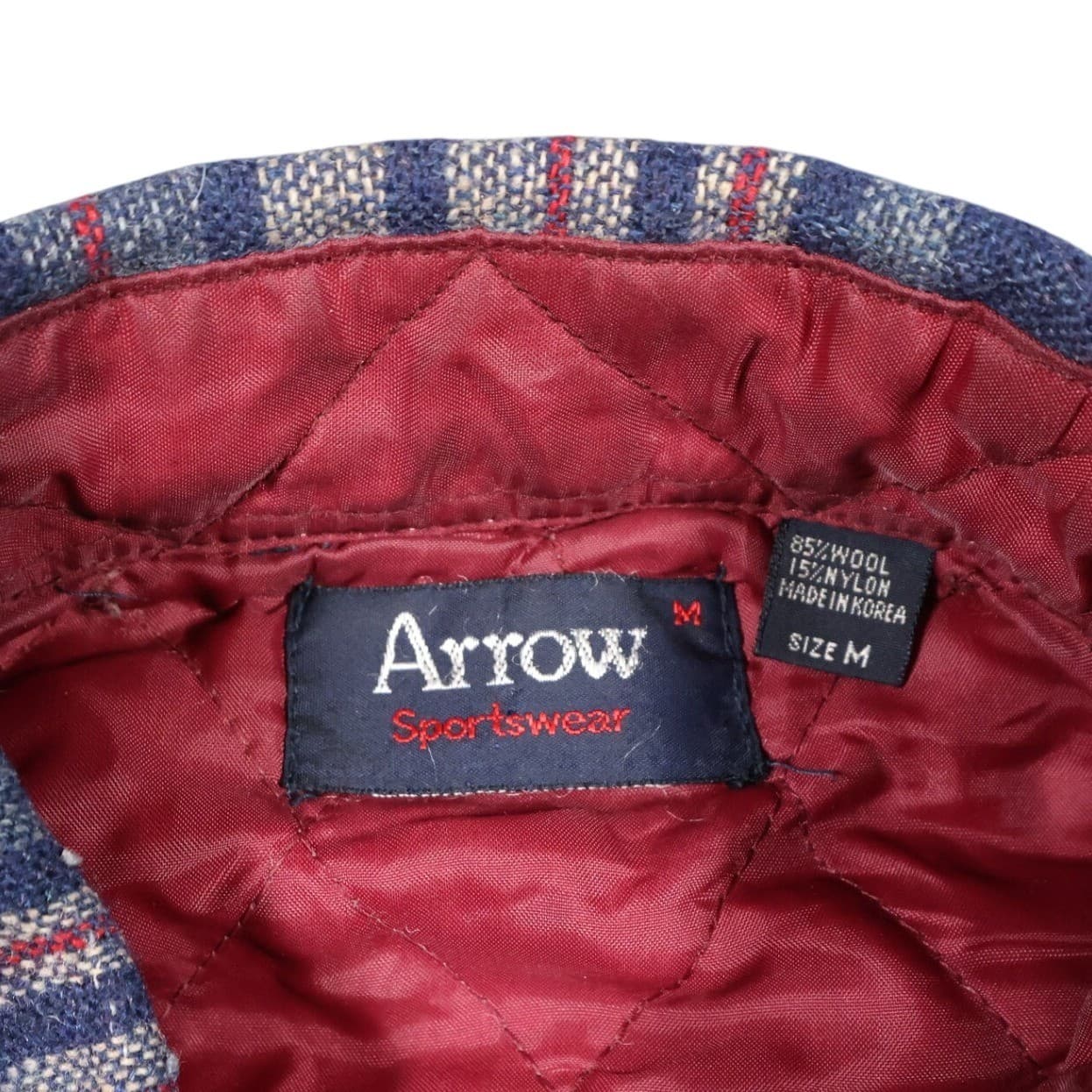 Arrow Sportswear Flannel Shirt Mens Medium Blue Plaid Excellent Wool Blend - Thumbnail 7