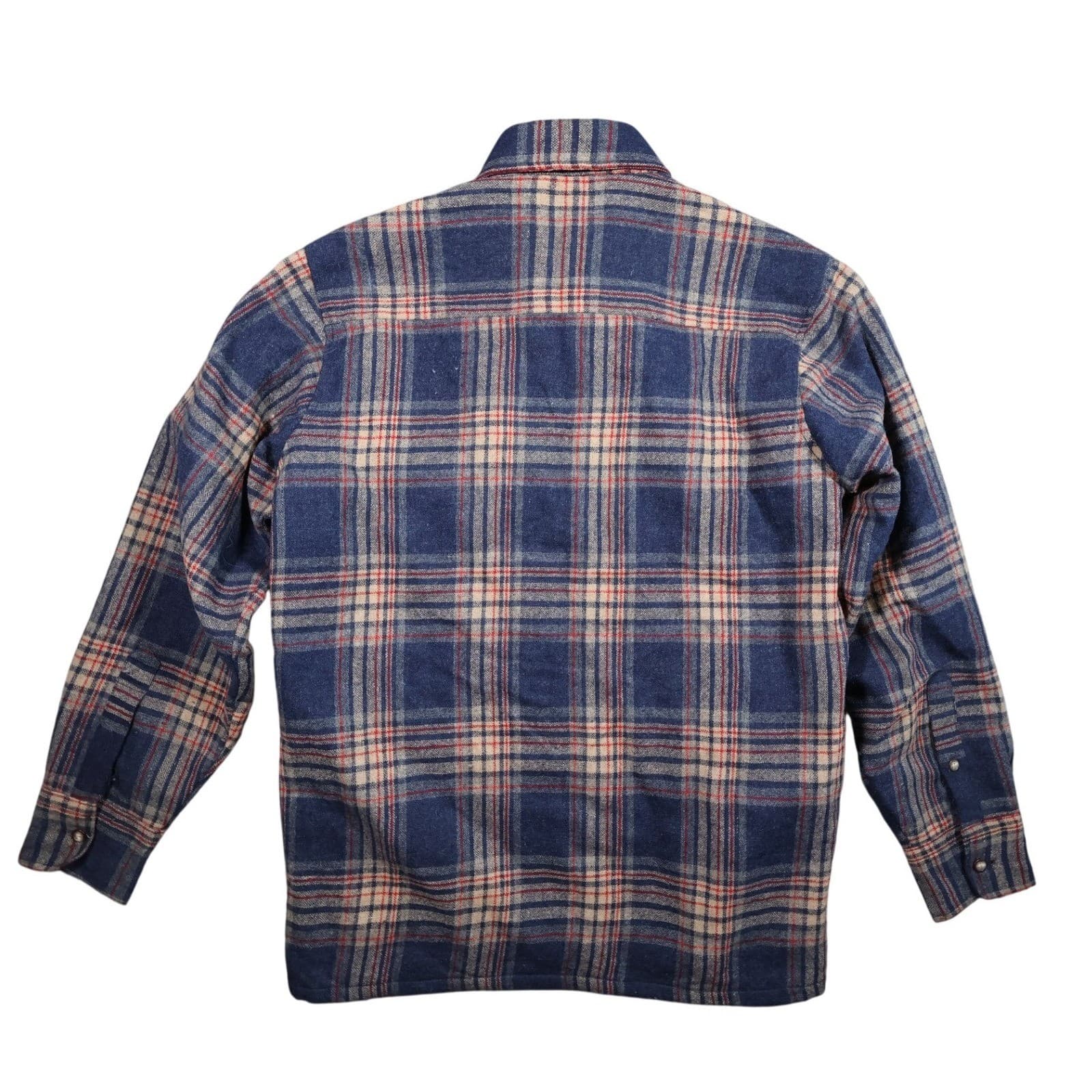 Arrow Sportswear Flannel Shirt Mens Medium Blue Plaid Excellent Wool Blend - Thumbnail 2