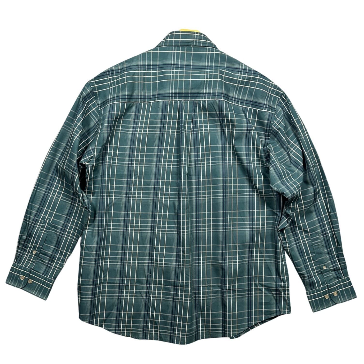 Haggar Shirt Mens XL Teal Green Plaid Long Sleeve NWT Cotton Button Up - Thumbnail 4