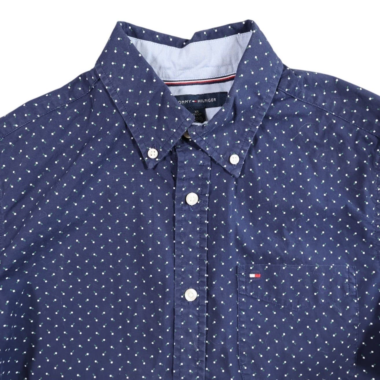 Tommy Hilfiger Button Up Shirt Mens XS Blue Excellent Polka Dot - Thumbnail 4