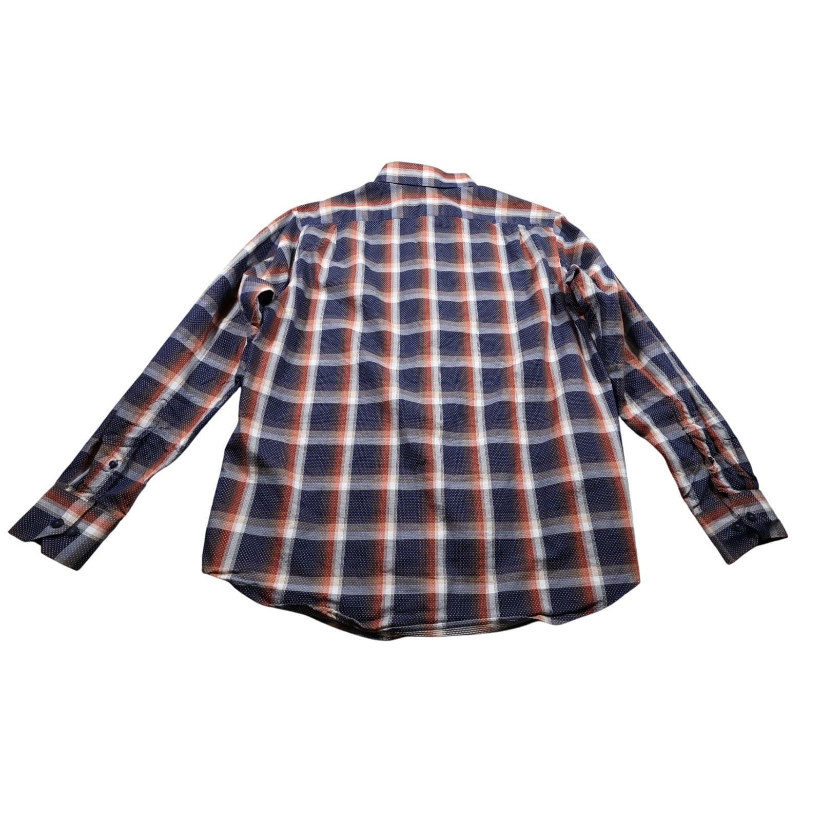Hart Schaffner Marx Button Up Shirt Mens M Blue Orange Excellent Plaid Cotton - Thumbnail 4