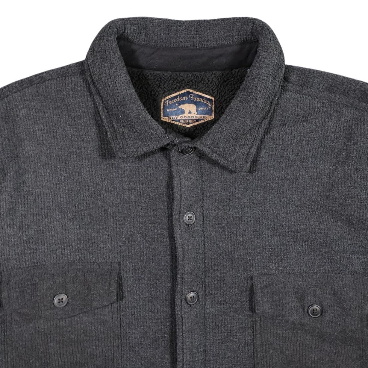 Freedom Foundry Shirt Jacket Mens XXL Gray Excellent Sherpa Lined Fleece Heavy - Thumbnail 3