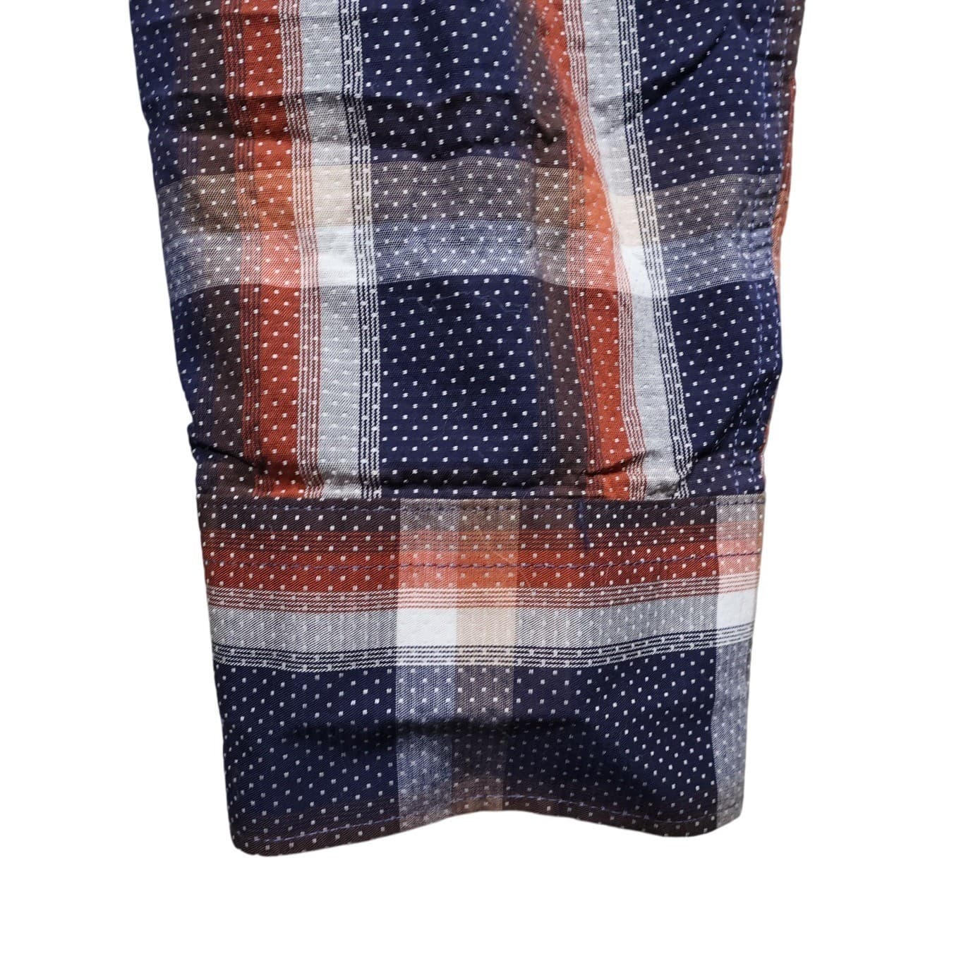 Hart Schaffner Marx Button Up Shirt Mens M Blue Orange Excellent Plaid Cotton - Thumbnail 7