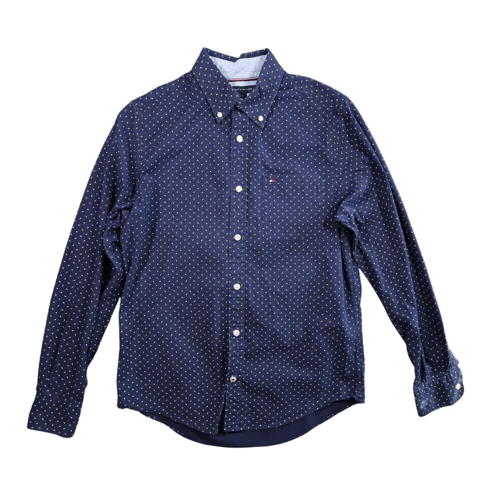 Tommy Hilfiger Button Up Shirt Mens XS Blue Excellent Polka Dot - Thumbnail 2