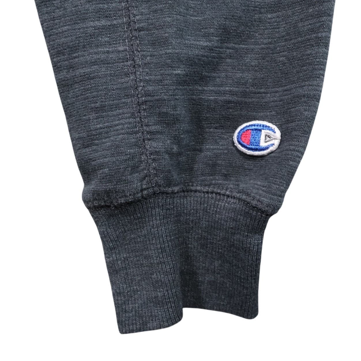 Champion Sweatshirt Men Medium Gray Excellent Raglan Crewneck Pullover Ribbed - Thumbnail 4