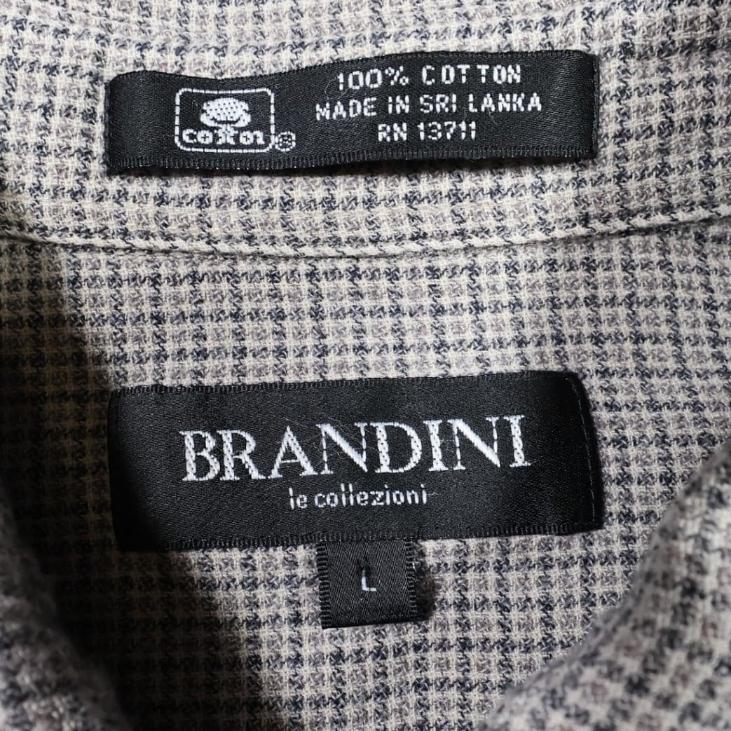 Brandini Button Up Shirt Mens Large Tan Excellent Vintage Long Sleeve Cotton - Thumbnail 8