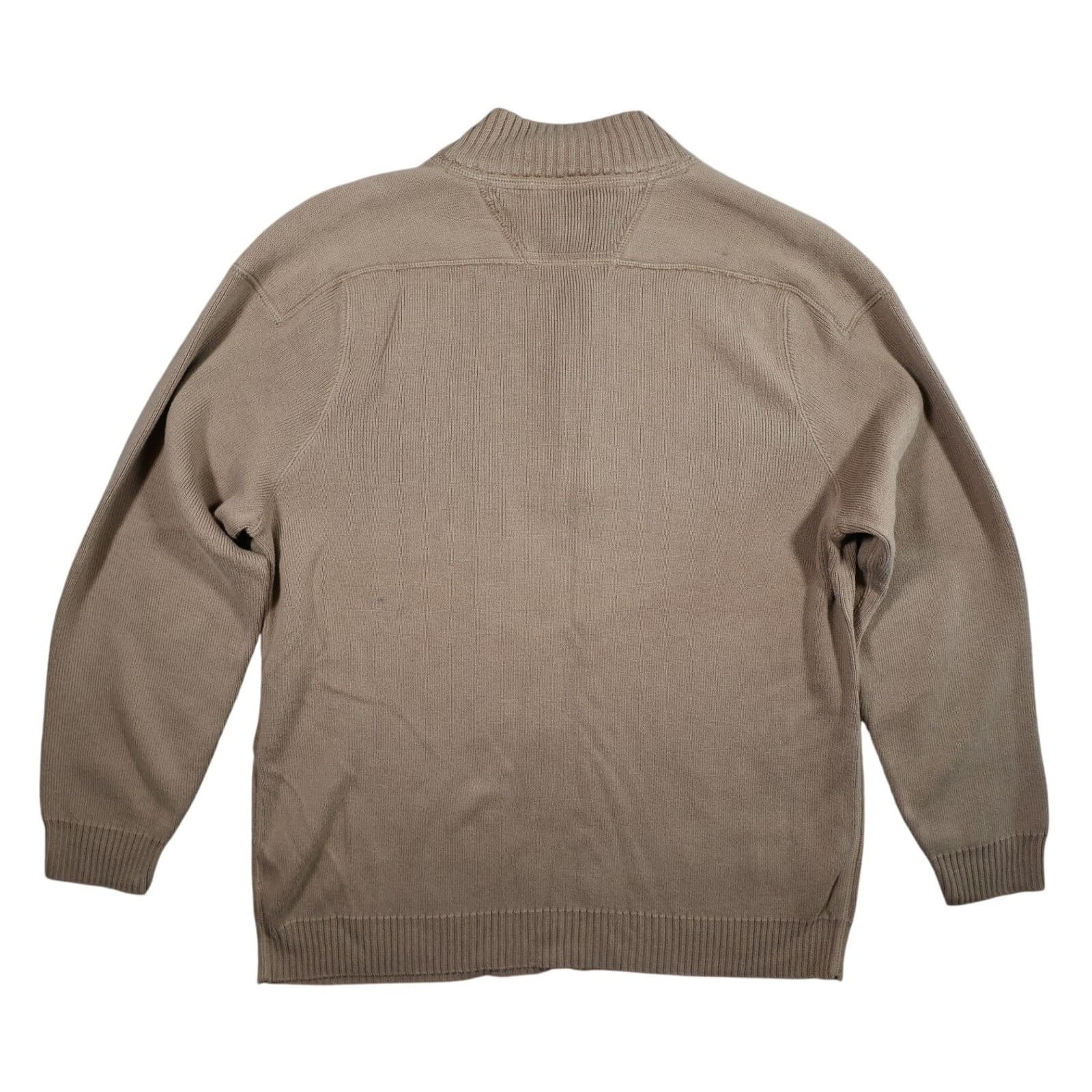 Eddie Bauer Quarter Zip Sweater Mens XL Tall Tan Excellent Vintage Ribbed Cotton - Thumbnail 2