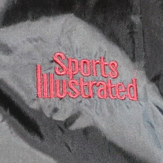 Sports Illustrated Windbreaker Mens XL Black Excellent Vintage Reflective Stripe - Thumbnail 4