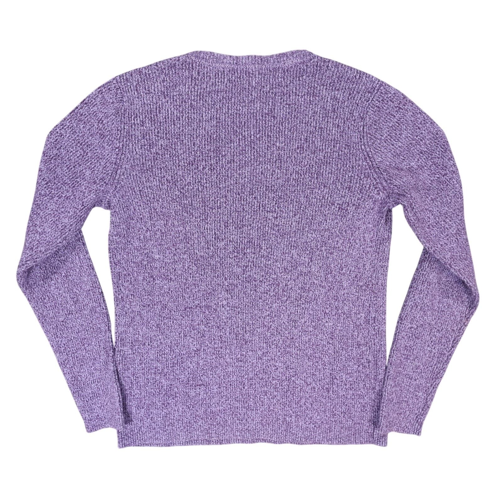 Karen Scott Sweater Womens S Purple Knit V-Neck Long Sleeve Casual Ribbed Top - Thumbnail 2