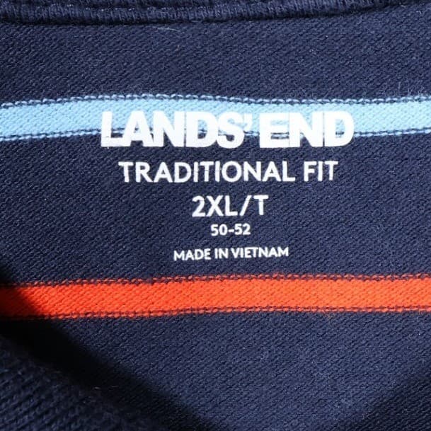 Lands End Polo Shirt Mens 2XL/T Navy Blue Excellent Striped Traditional Fit - Thumbnail 7