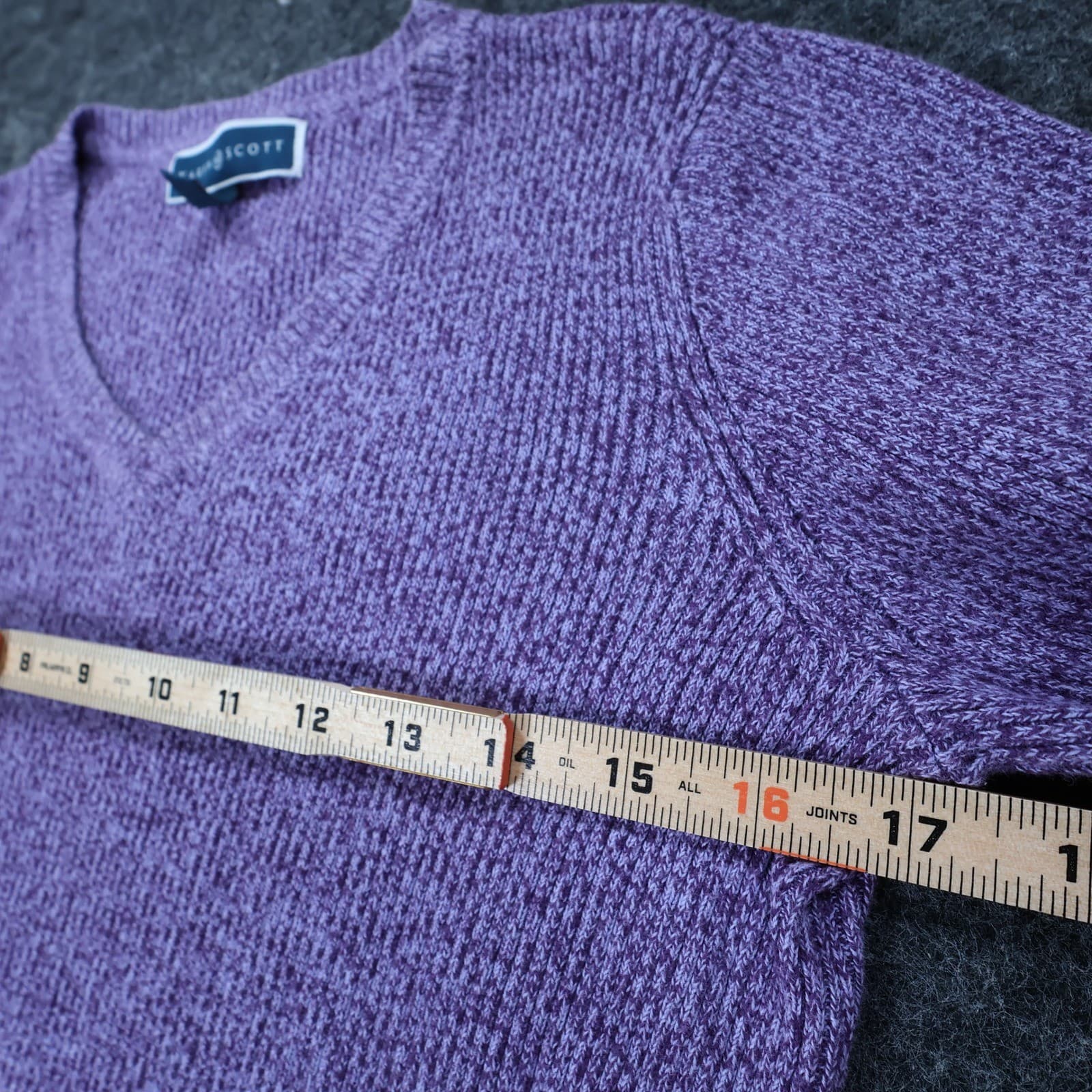 Karen Scott Sweater Womens S Purple Knit V-Neck Long Sleeve Casual Ribbed Top - Thumbnail 3