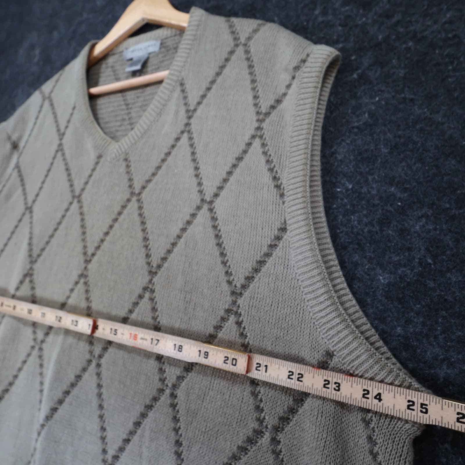 Cypress Links Sweater Vest Mens XL Tan Cotton Argyle Golf Knit Sleeveless V-Neck - Thumbnail 3