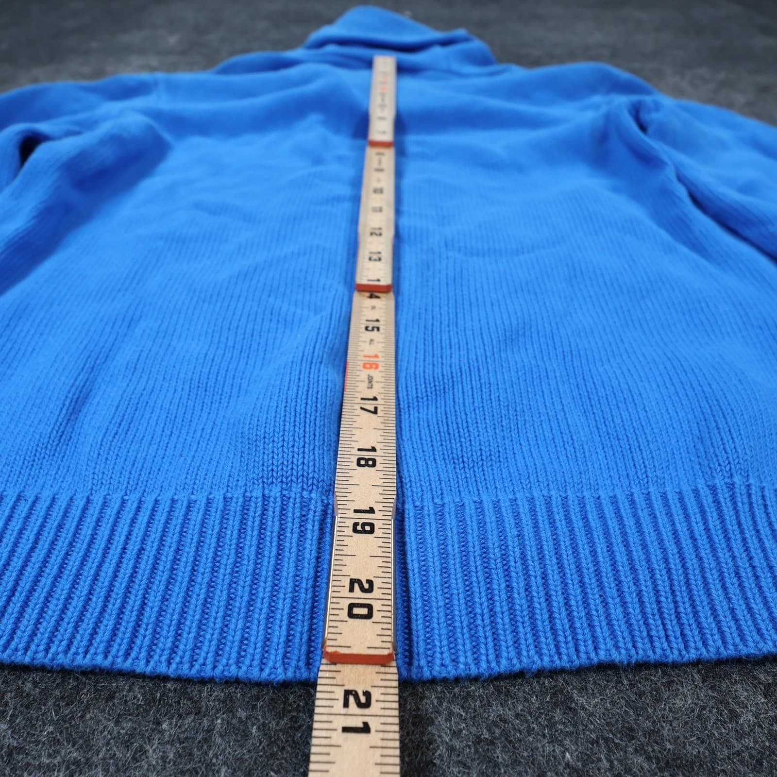 Lauren Ralph Lauren Sweater Womens S Blue Cotton Shawl Neck Toggle Pullover - Thumbnail 7