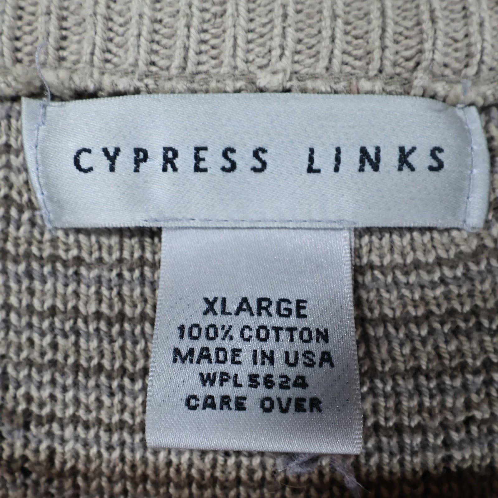 Cypress Links Sweater Vest Mens XL Tan Cotton Argyle Golf Knit Sleeveless V-Neck - Thumbnail 7