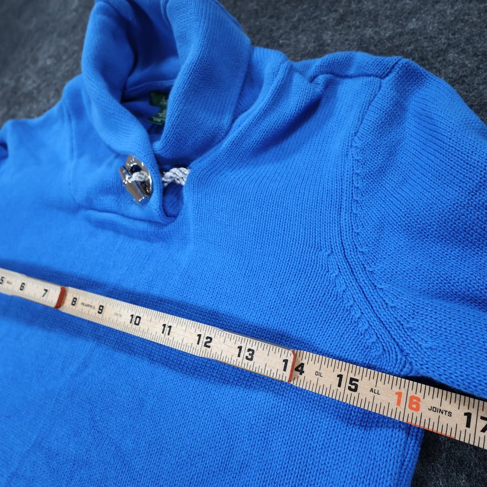 Lauren Ralph Lauren Sweater Womens S Blue Cotton Shawl Neck Toggle Pullover - Thumbnail 4