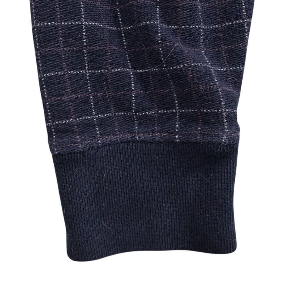 Roundtree & Yorke Pullover Mens XL Navy Blue Excellent Grid Pattern Mock Neck - Thumbnail 5