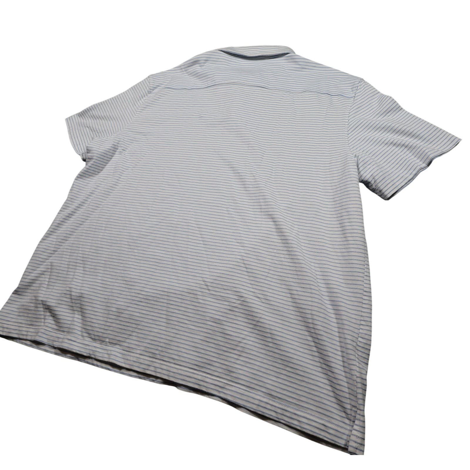 Van Heusen Polo Shirt Mens XXL Blue Excellent Striped Traveler Short Sleeve - Thumbnail 4