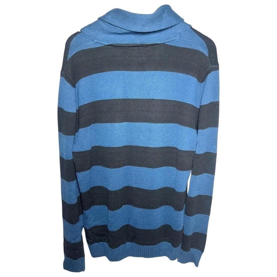Retrofit Brand Mens Striped Shawl Collar Sweater Knit Button Pullover XL - Thumbnail 3
