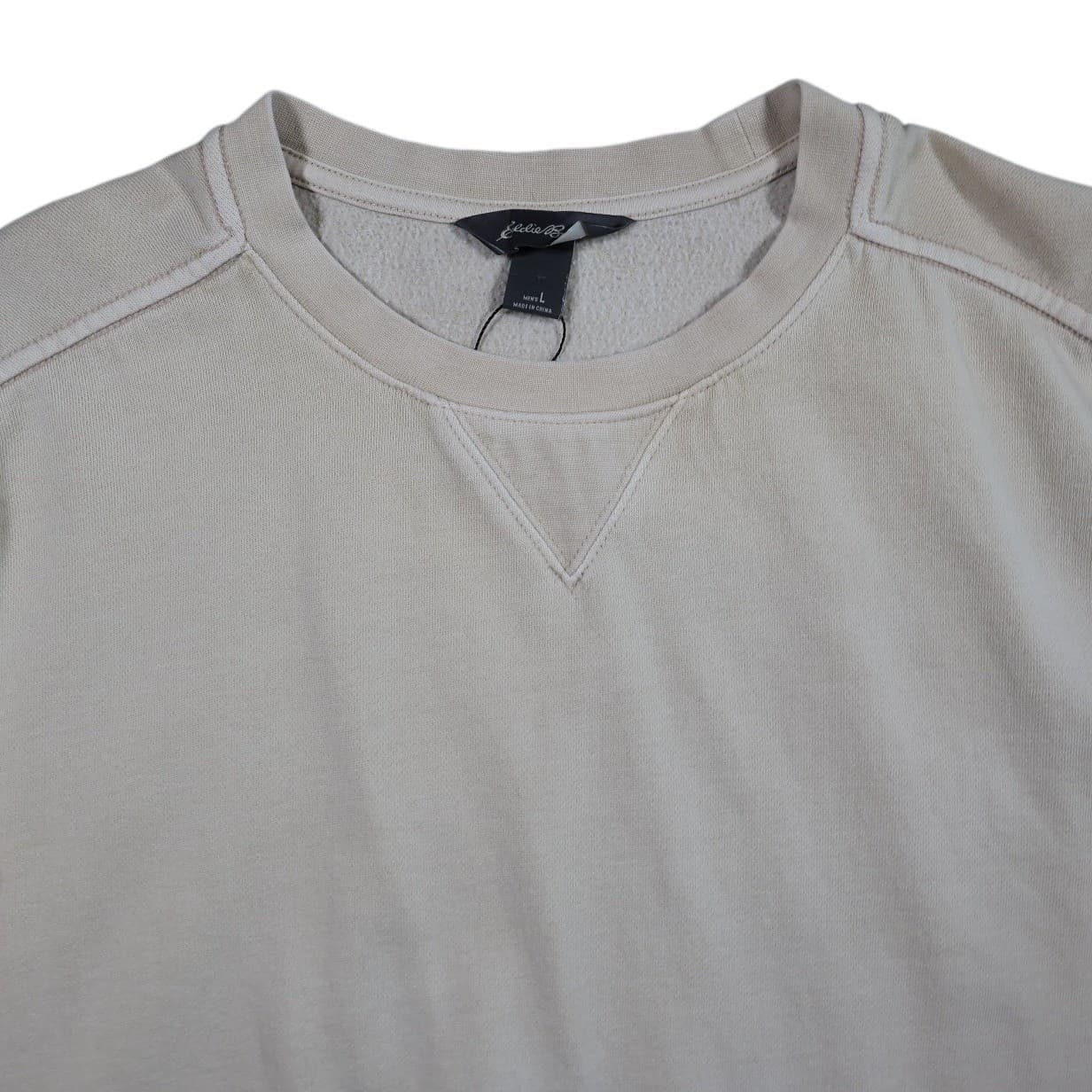 Eddie Bauer Sweatshirt Mens L Cream Excellent Vintage Crewneck Pullover Ribbed - Thumbnail 3