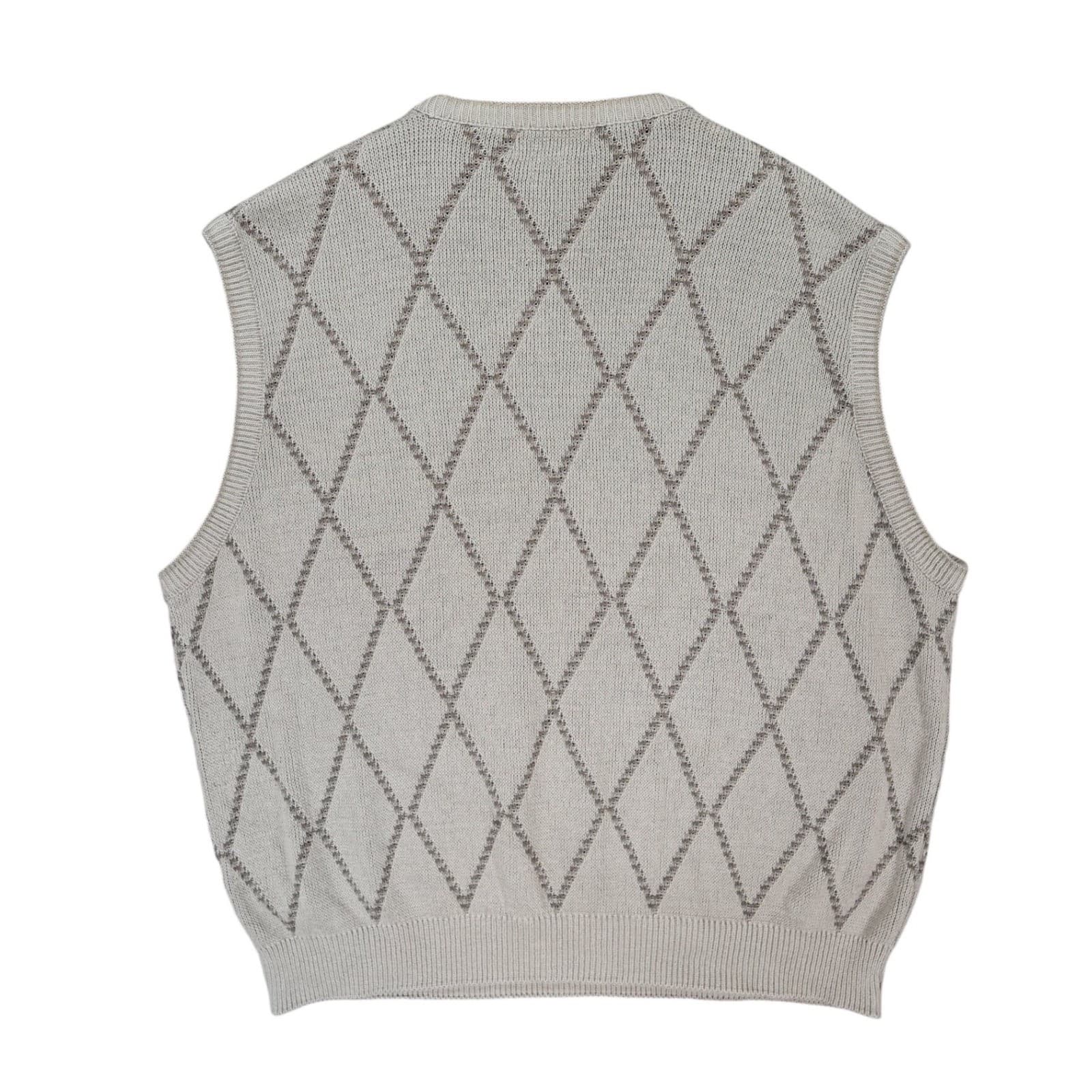 Cypress Links Sweater Vest Mens XL Tan Cotton Argyle Golf Knit Sleeveless V-Neck - Thumbnail 2