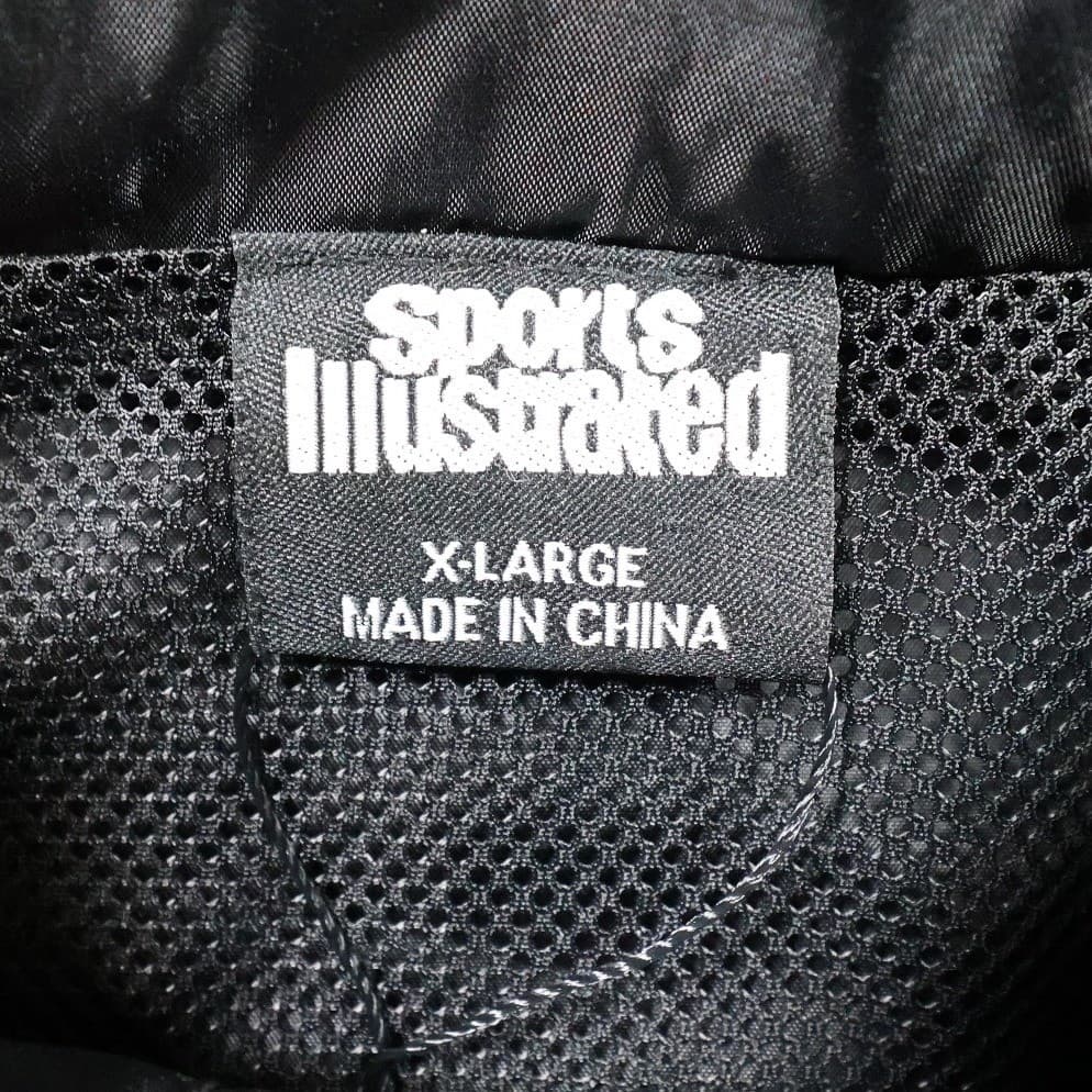 Sports Illustrated Windbreaker Mens XL Black Excellent Vintage Reflective Stripe - Thumbnail 5