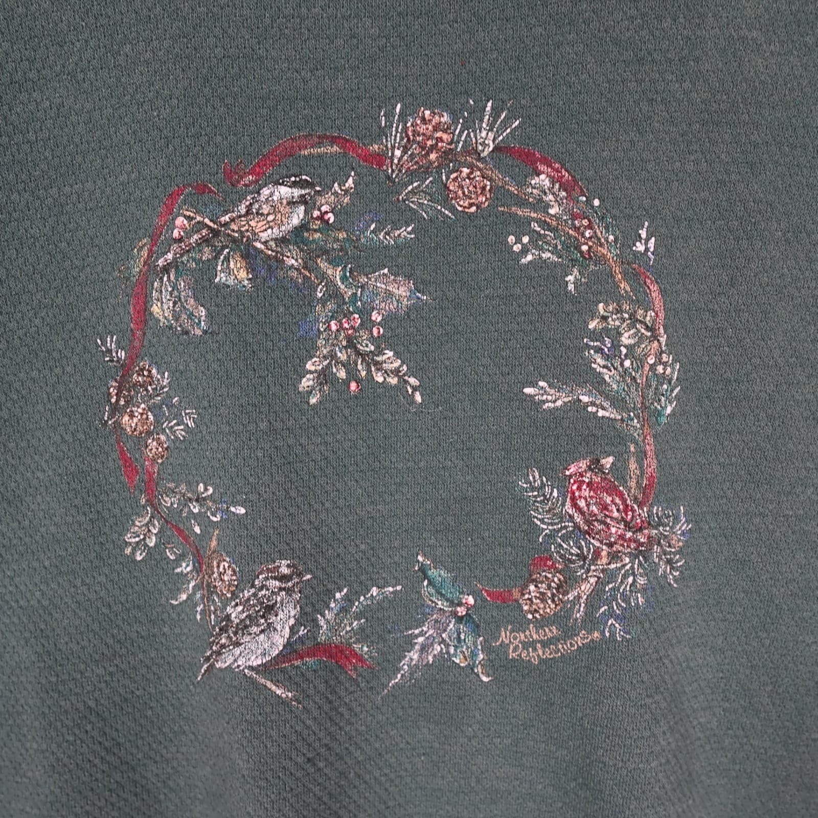 Northern Reflections Sweatshirt Womens Medium Green Cotton Blend Vintage Bird - Thumbnail 9