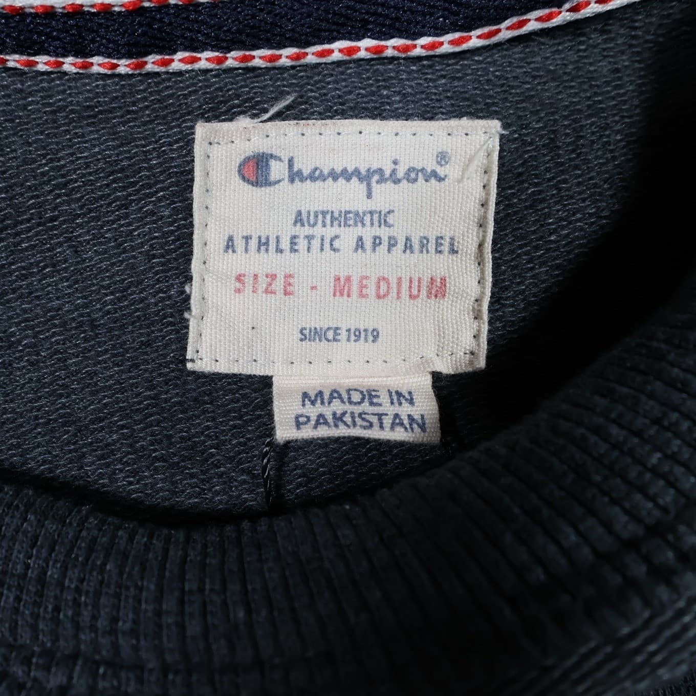 Champion Sweatshirt Men Medium Gray Excellent Raglan Crewneck Pullover Ribbed - Thumbnail 5