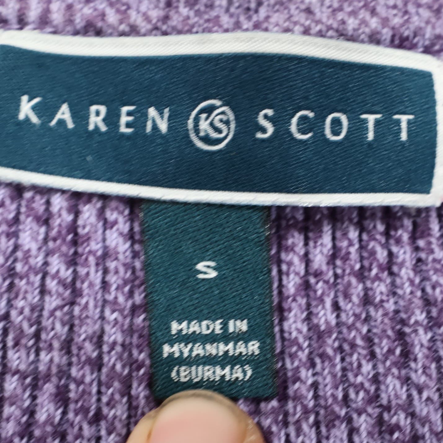 Karen Scott Sweater Womens S Purple Knit V-Neck Long Sleeve Casual Ribbed Top - Thumbnail 8