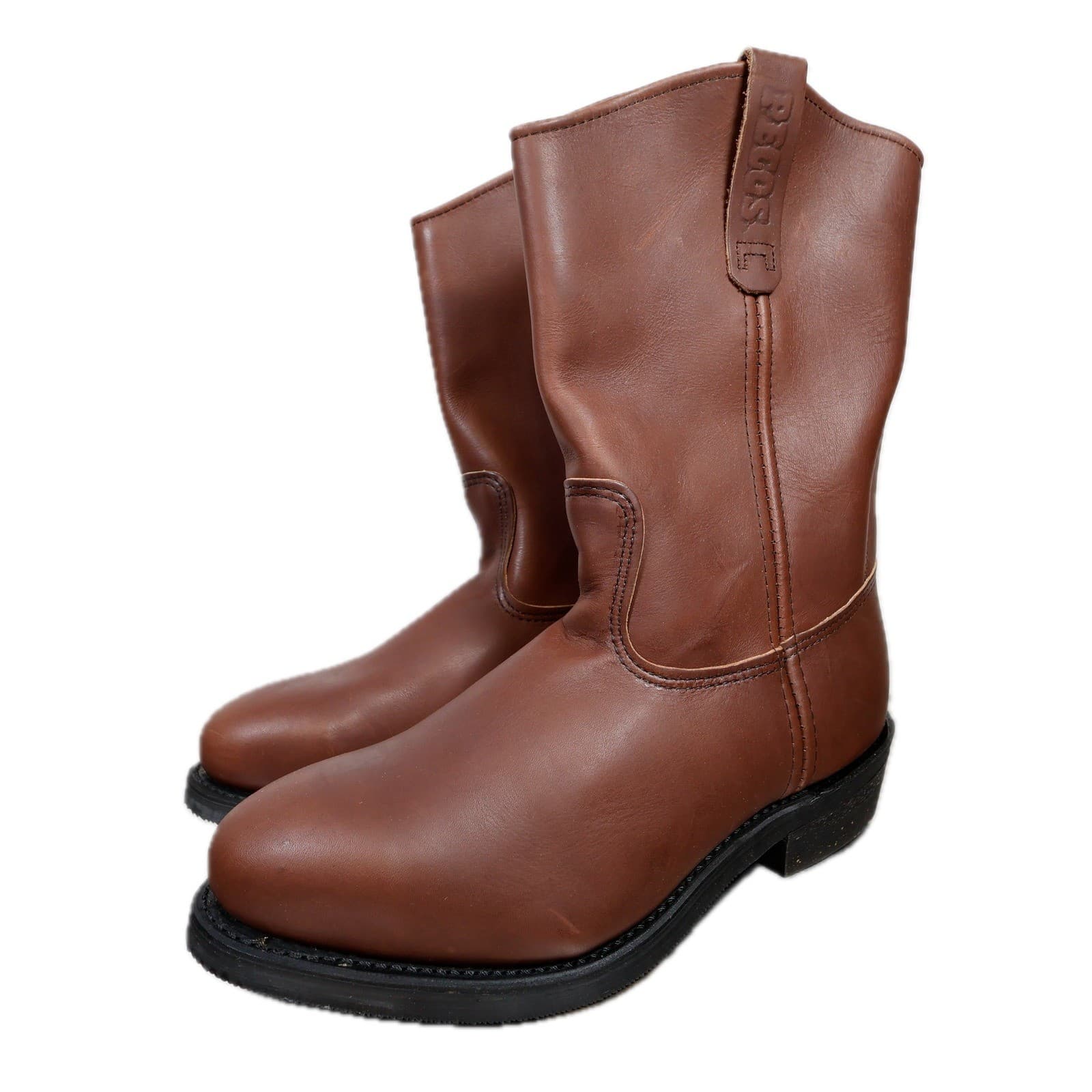 Red Wing Pecos Boots Mens 10.5 Brown Leather Pull On Safety Toe Work USA 2214 - Thumbnail 2