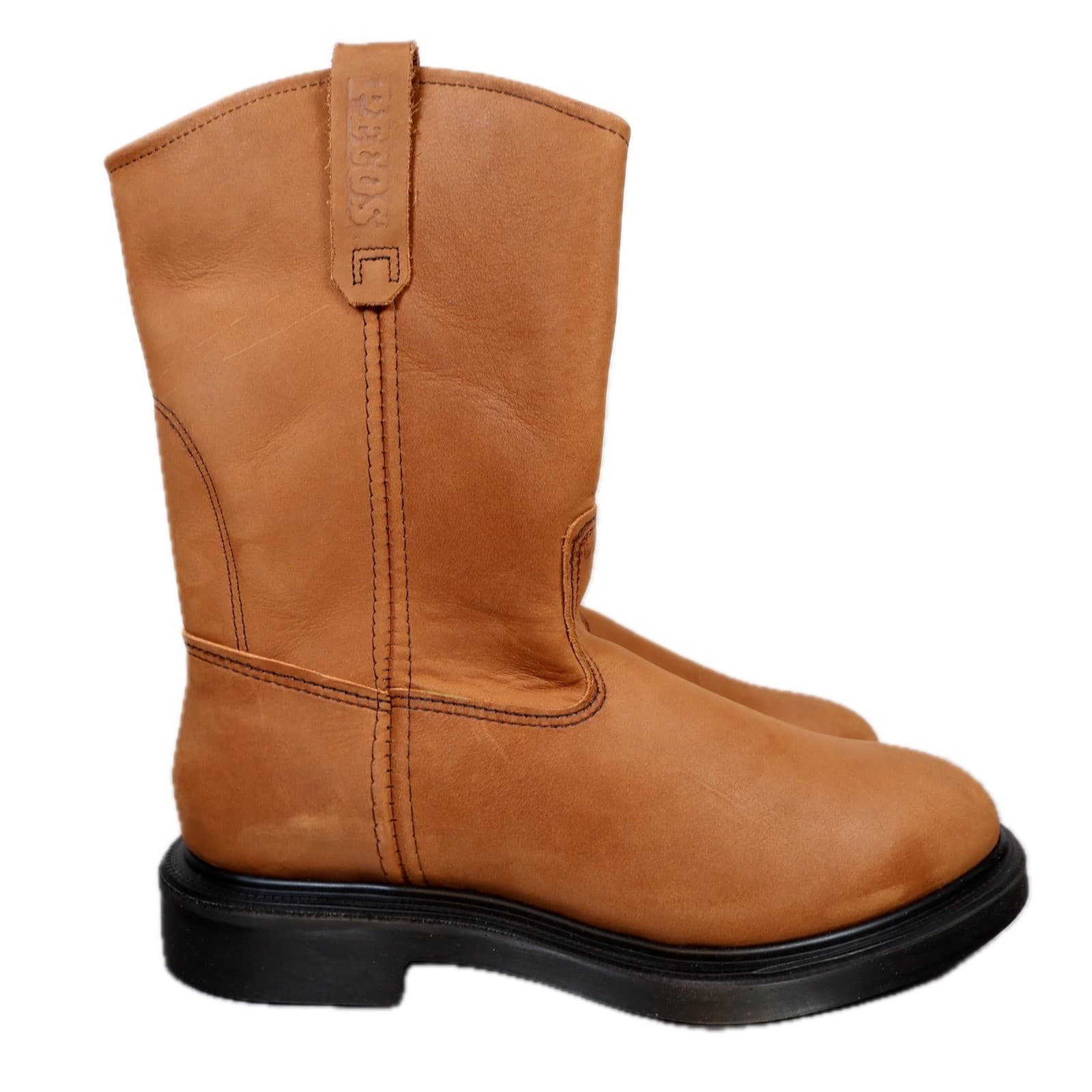 Red Wing Pecos 1105 Work Boots Mens 10.5 D Brown Leather Pull On Made in USA EH - Thumbnail 4