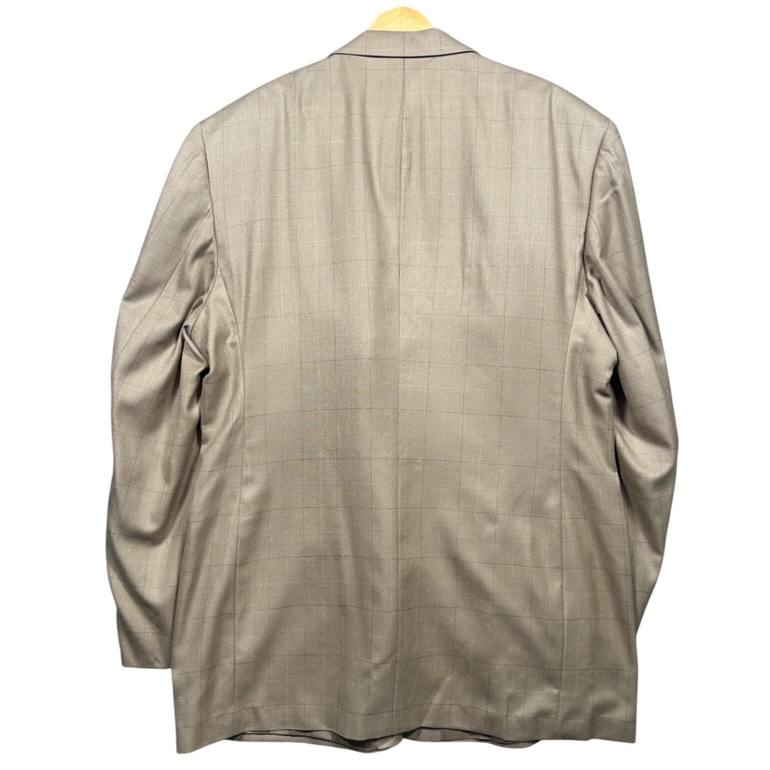 Adolfo Blazer Mens 48L Tan Silk Wool Windowpane 3-Button Sport Coat - Thumbnail 3