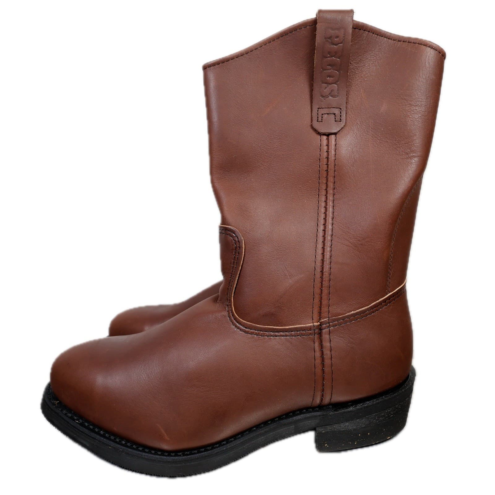 Red Wing Pecos Boots Mens 10.5 Brown Leather Pull On Safety Toe Work USA 2214 - Thumbnail 4