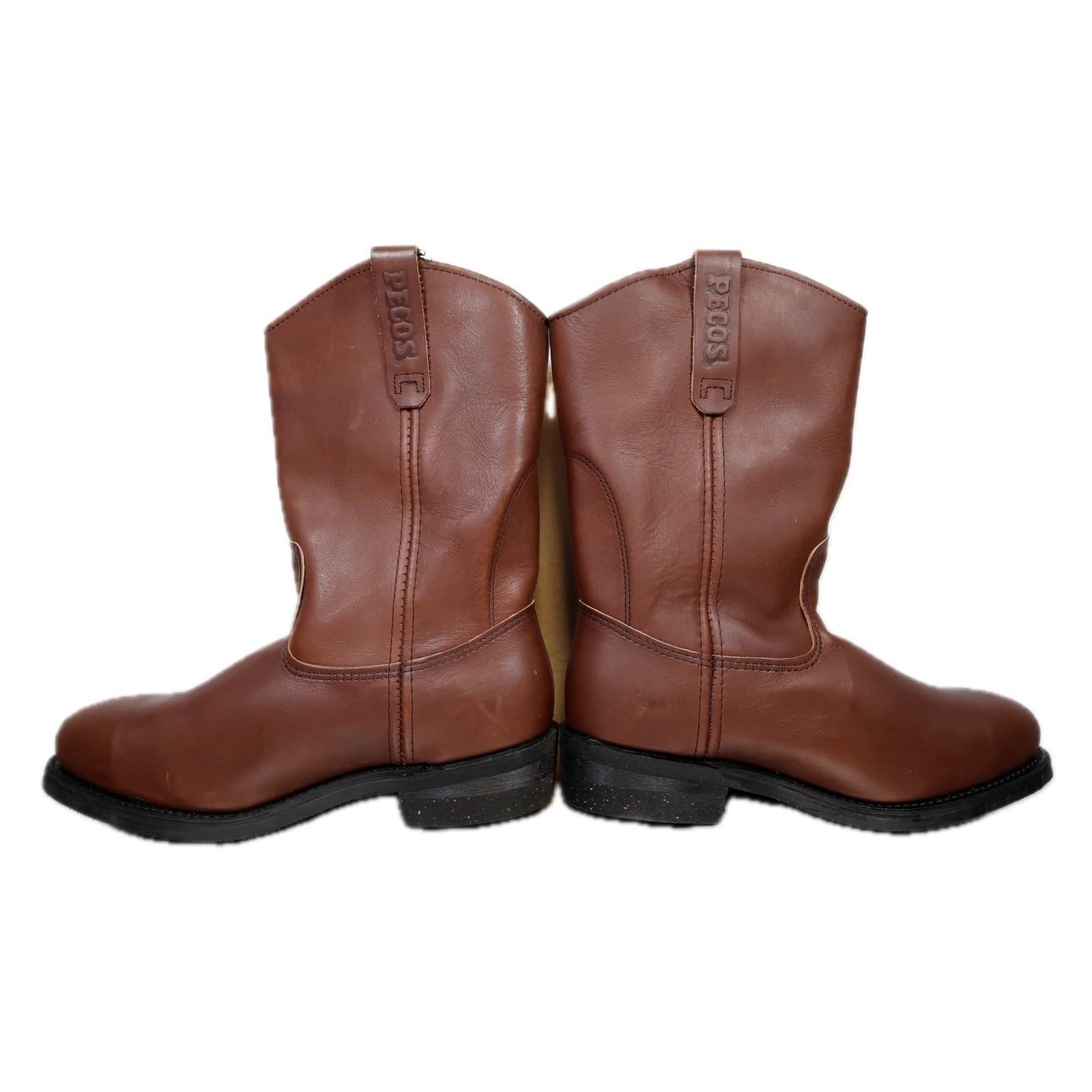 Red Wing Pecos Boots Mens 10.5 Brown Leather Pull On Safety Toe Work USA 2214 - Thumbnail 9