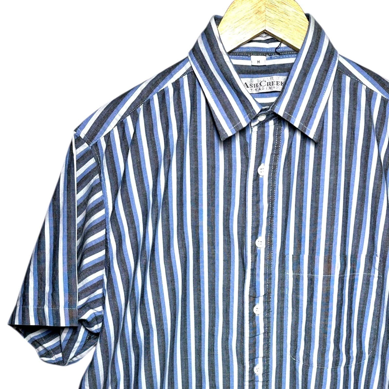 Ash Creek Trading Mens Striped Short Sleeve Button Up Shirt Size Medium - Thumbnail 3