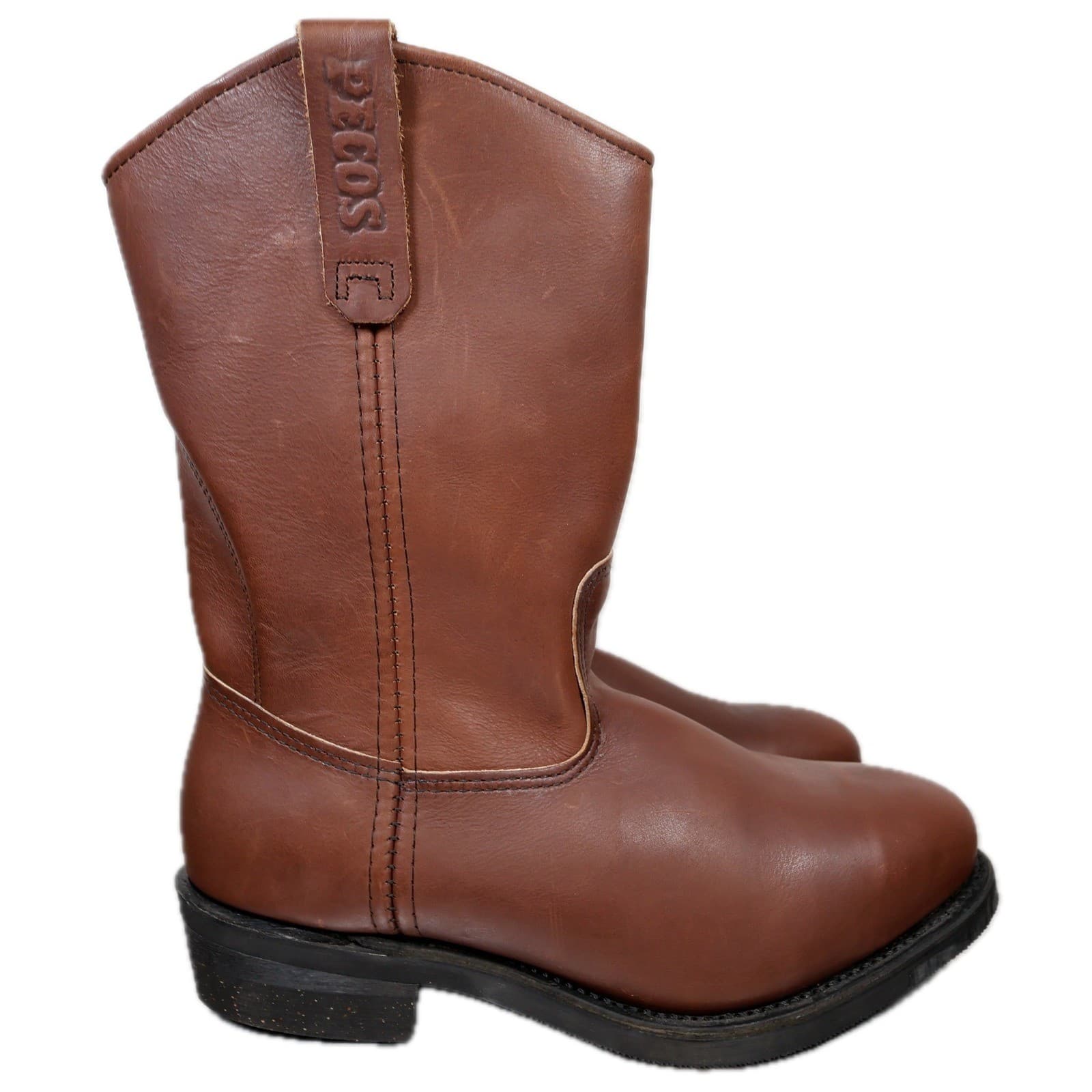 Red Wing Pecos Boots Mens 10.5 Brown Leather Pull On Safety Toe Work USA 2214 - Thumbnail 5