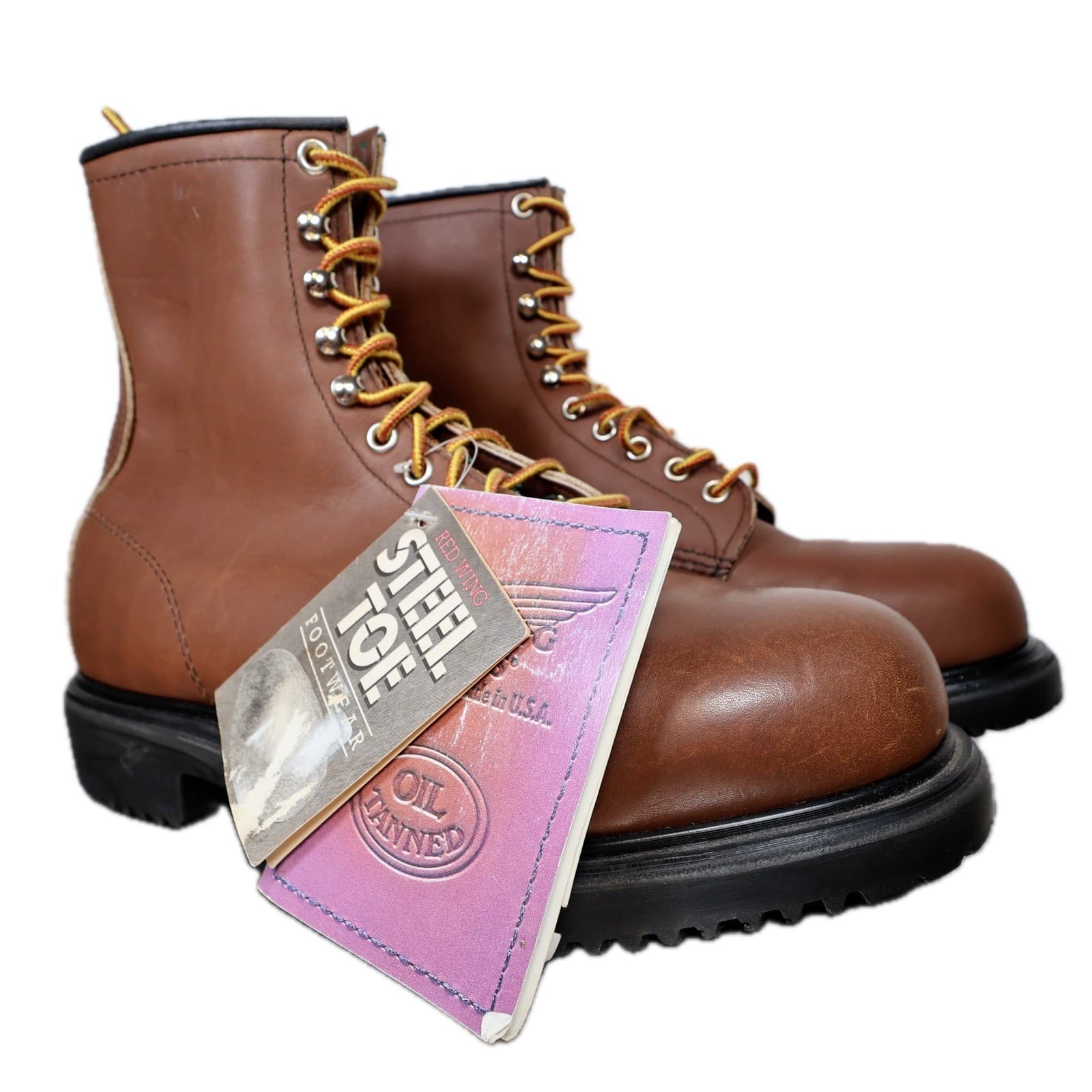 Red Wing 2233 Steel Toe Boots Mens 8 E2 Brown Leather Work Safety Made in USA - Thumbnail 2