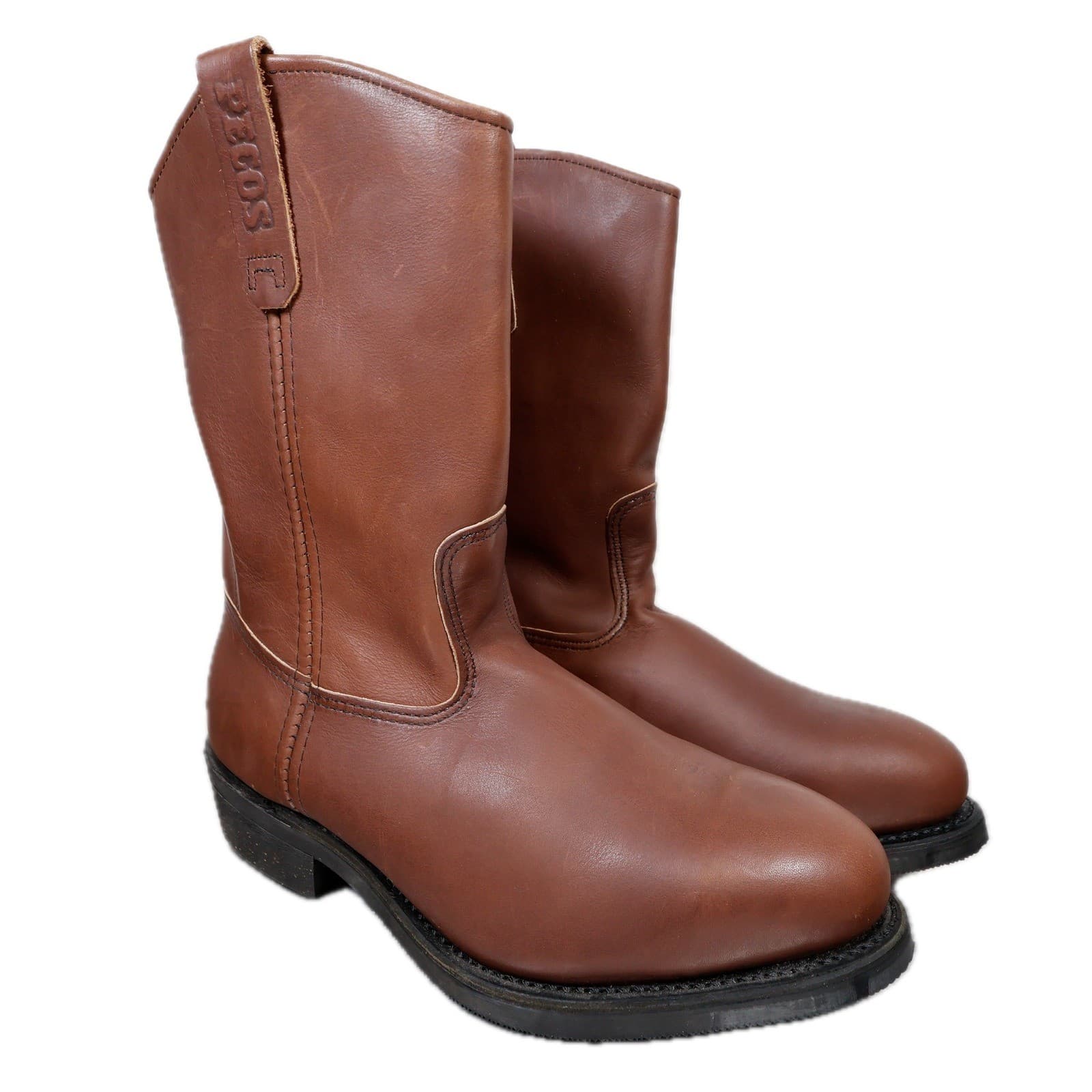 Red Wing Pecos Boots Mens 10.5 Brown Leather Pull On Safety Toe Work USA 2214 - Thumbnail 3