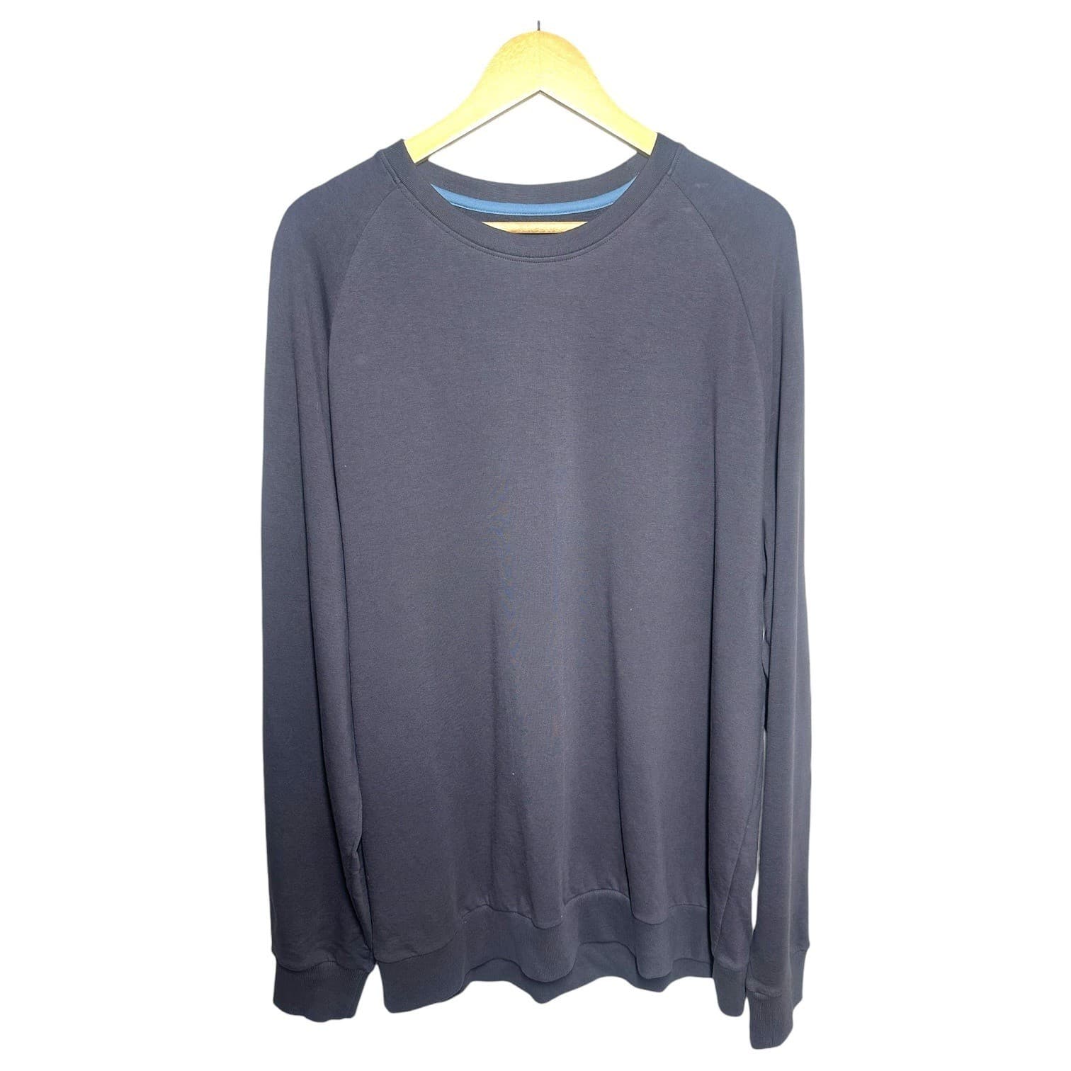 PD&C Mens Sweatshirt Crewneck Raglan Sleeve Navy Blue Size XXL - Thumbnail 2