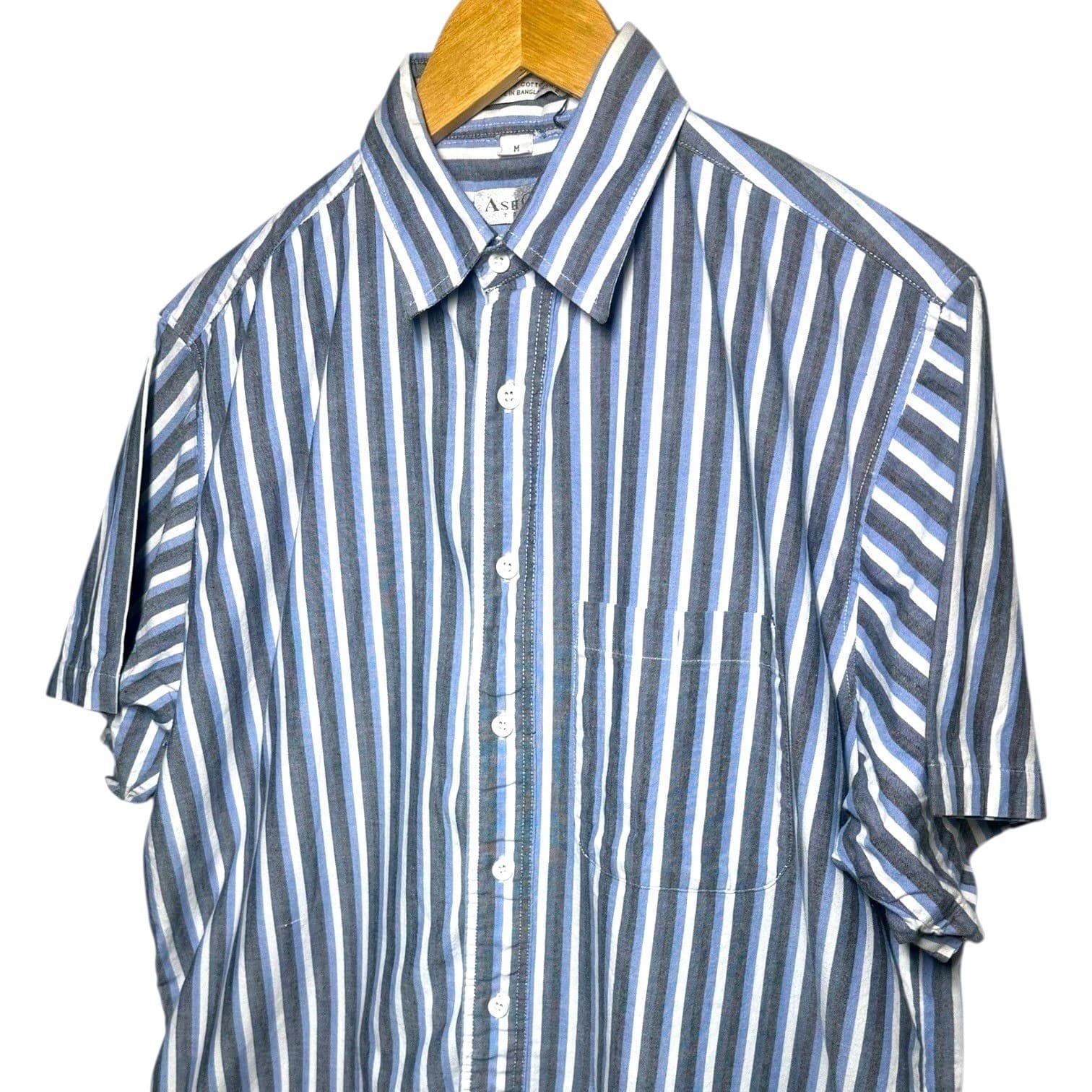 Ash Creek Trading Mens Striped Short Sleeve Button Up Shirt Size Medium - Thumbnail 6