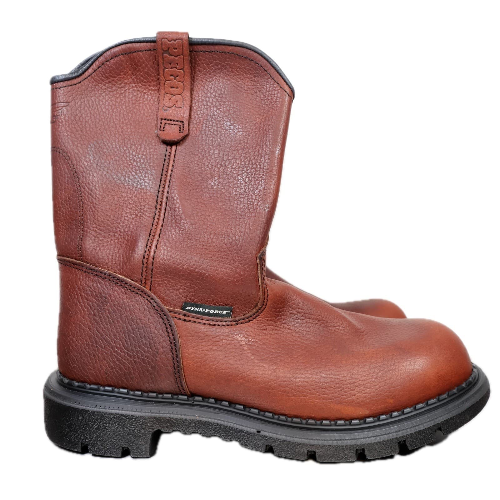 Red Wing Pecos DynaForce Work Boots Mens 9 D Brown Leather Pull On 1149 USA EH - Thumbnail 5