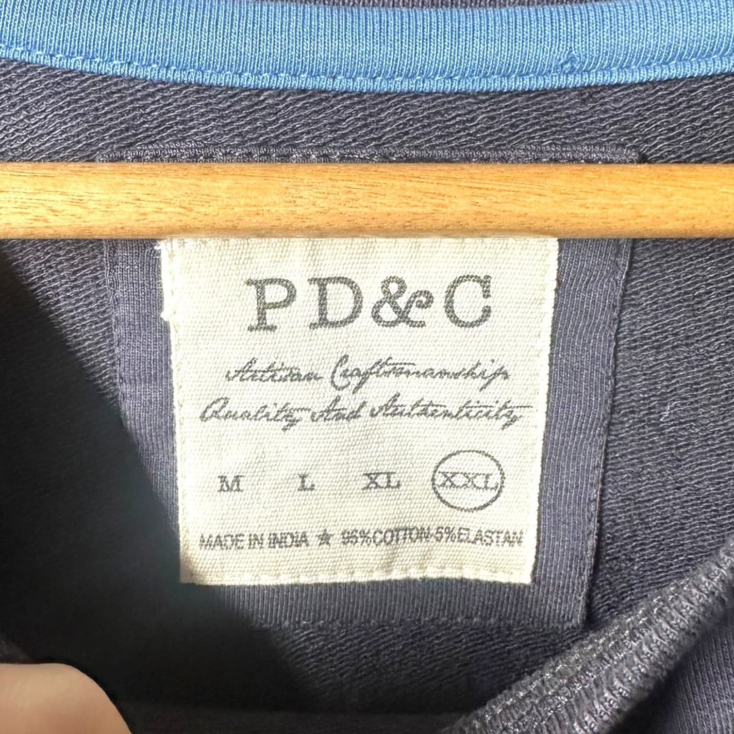 PD&C Mens Sweatshirt Crewneck Raglan Sleeve Navy Blue Size XXL - Thumbnail 4