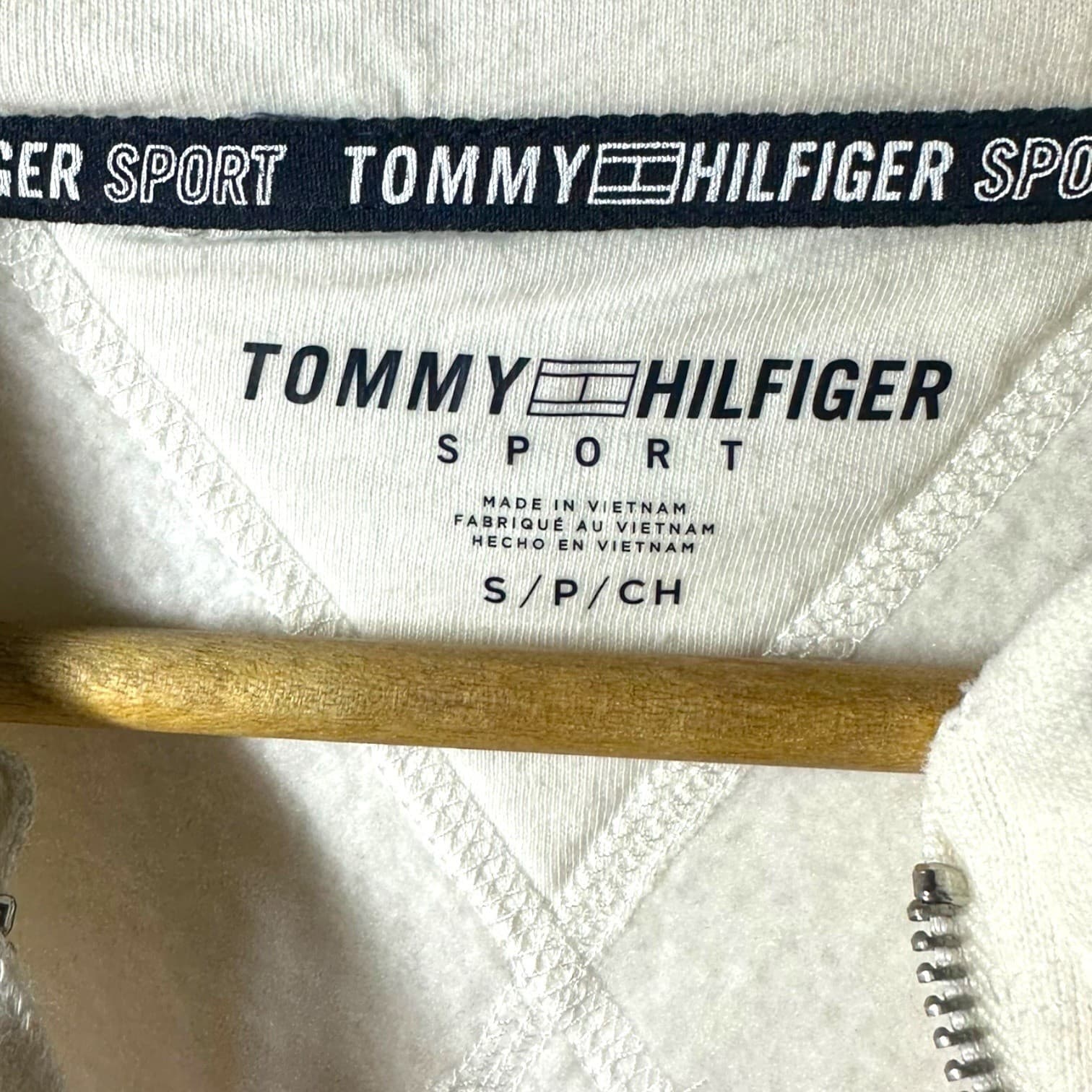 Tommy Hilfiger Sport Colorblock Zip Up Hoodie Cream Navy White S P CH - Thumbnail 5
