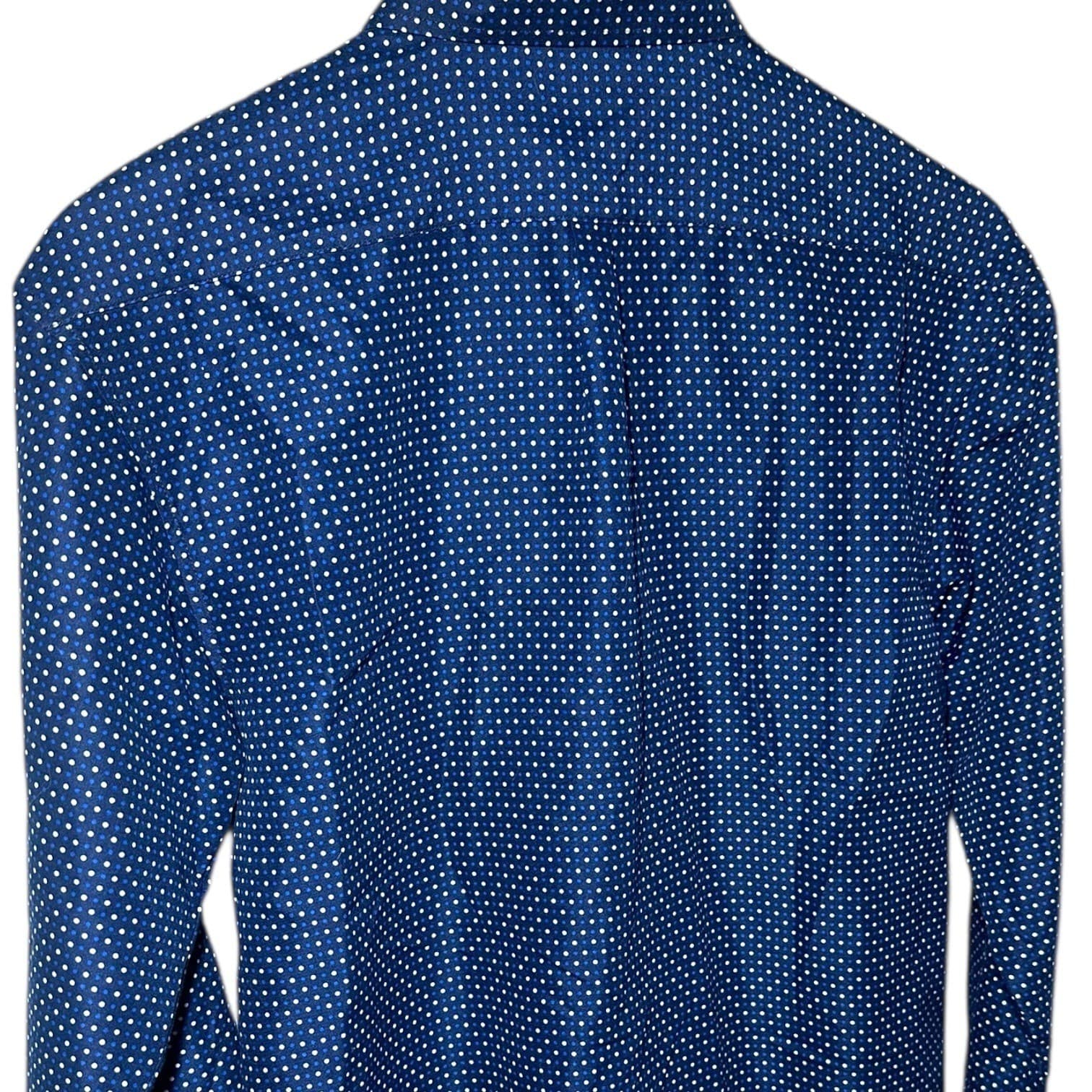 James Morgan Blue White Polka Dot Button Down Long Sleeve Shirt Size 18 - Thumbnail 7
