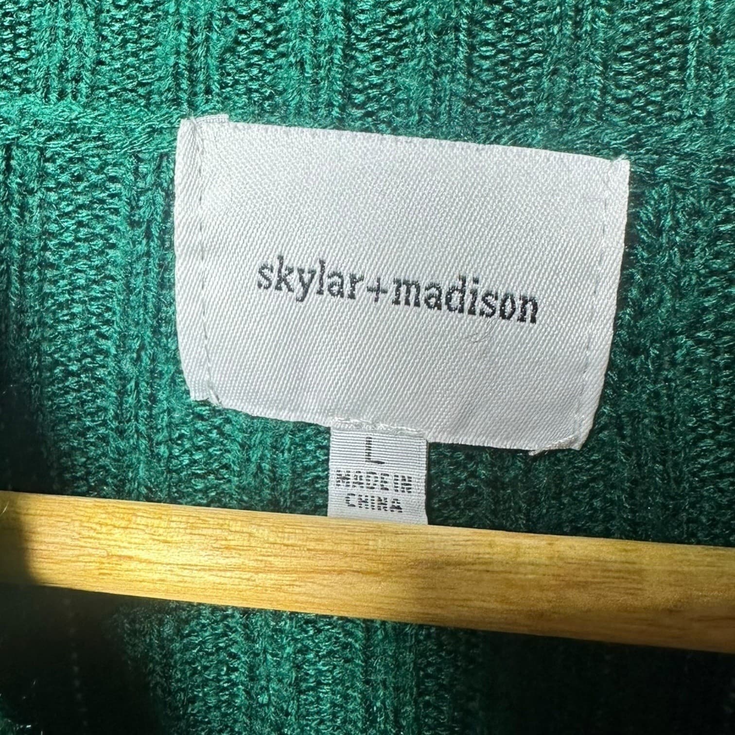Skylar + Madison Green Ribbed Knit Cropped Collared Sweater Top Size L - Thumbnail 8