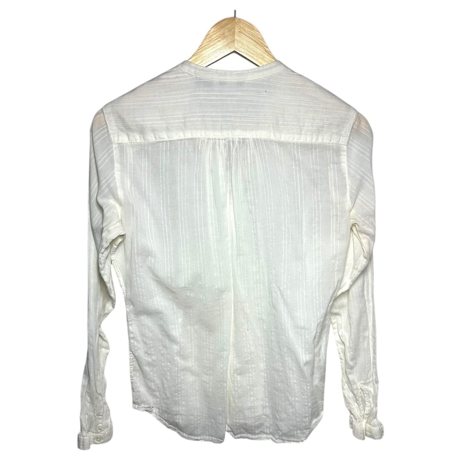 Eddie Bauer White Embroidered Band Collar Long Sleeve Blouse Women's Size S - Thumbnail 2