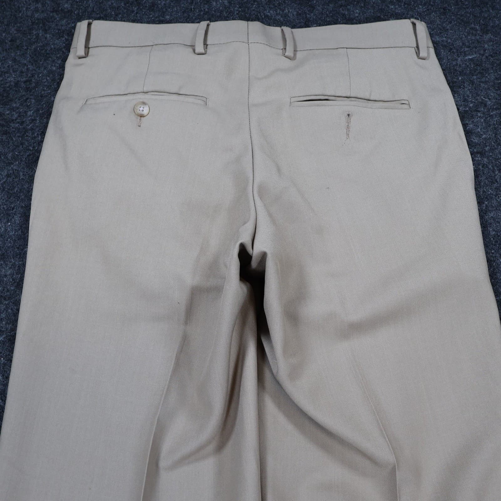 Haggar Dress Pants Mens 30x32 Tan Polyester Straight Fit Khaki Business Casual - Thumbnail 9