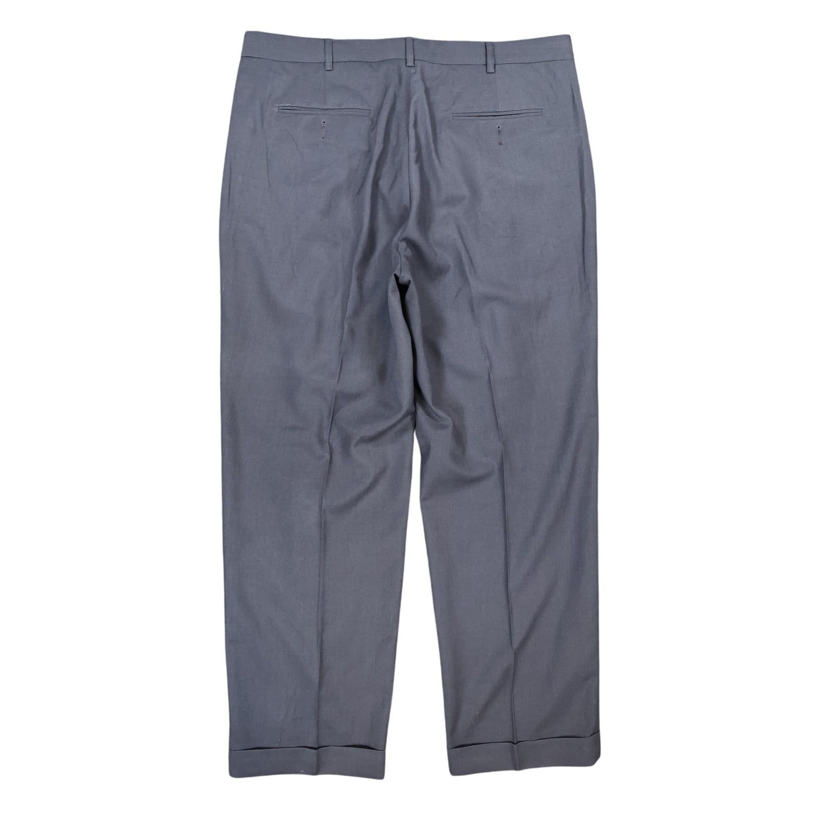 Perry Ellis America Dress Pants Mens 38x30 Gray Polyester Rayon Pleated Cuffed - Thumbnail 2