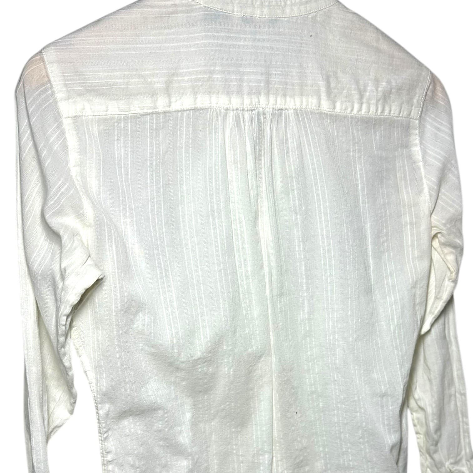 Eddie Bauer White Embroidered Band Collar Long Sleeve Blouse Women's Size S - Thumbnail 5
