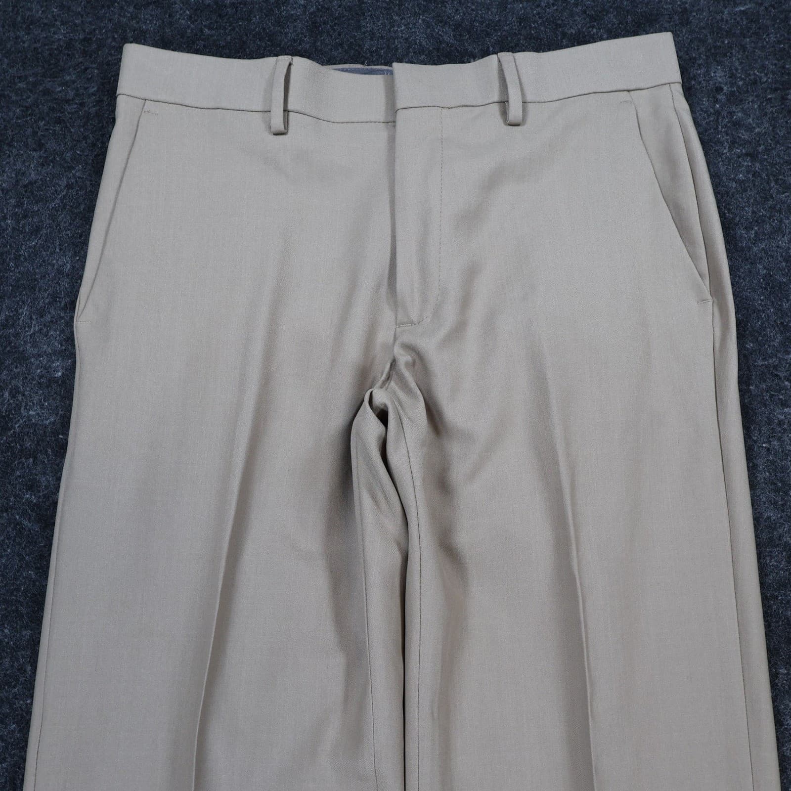 Haggar Dress Pants Mens 30x32 Tan Polyester Straight Fit Khaki Business Casual - Thumbnail 8