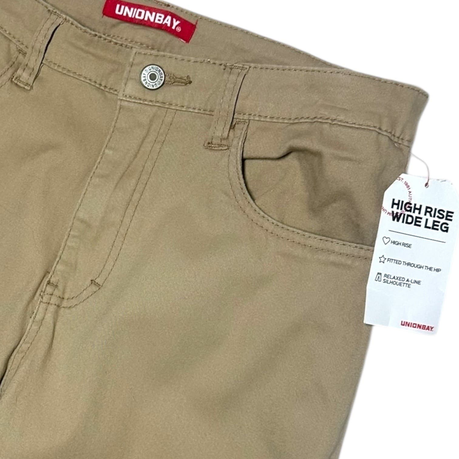 Unionbay Juniors High Rise Wide Leg Pants Sandy Brown Size 9 - Thumbnail 3